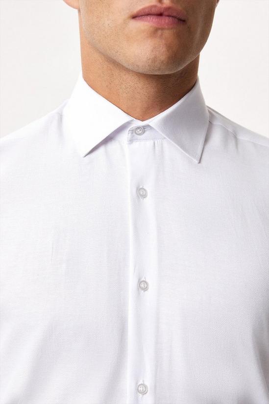 Burton White Long Sleeve Tailored Fit Basket Weave Collar Shirt 4