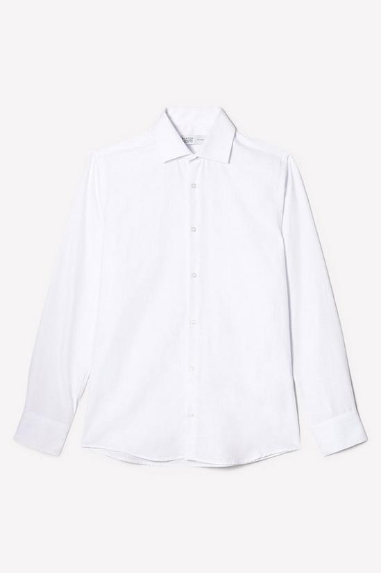 Burton White Long Sleeve Tailored Fit Basket Weave Collar Shirt 5