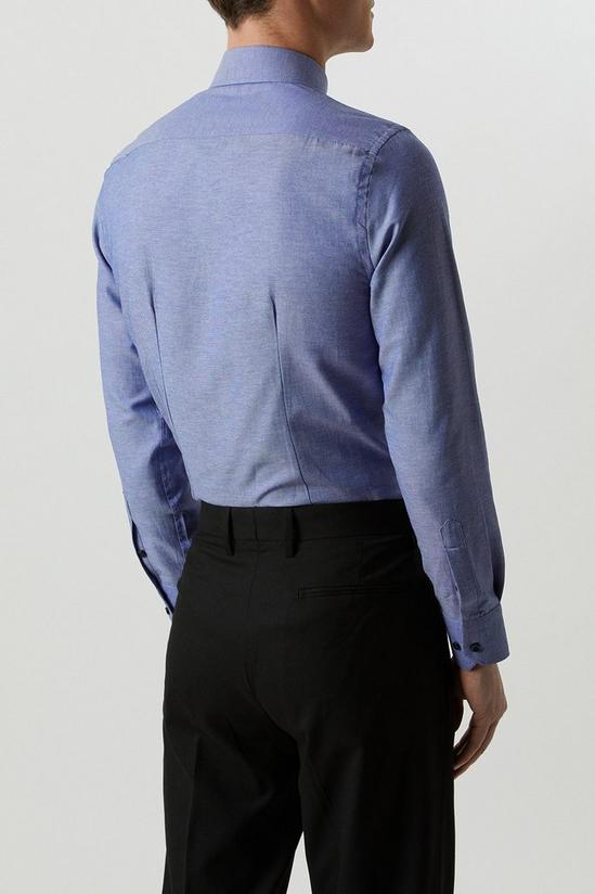 Burton Blue Long Sleeve Slim Fit Basket Weave Shirt 3