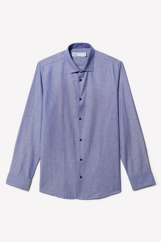 Burton Blue Long Sleeve Slim Fit Basket Weave Shirt 5