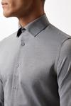 Burton Charcoal Long Sleeve Slim Fit Basket Weave Shirt thumbnail 4