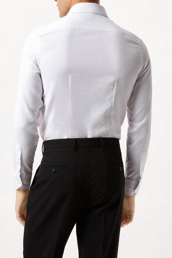 Burton White Long Sleeve Slim Fit Basket Weave Collar Shirt 3