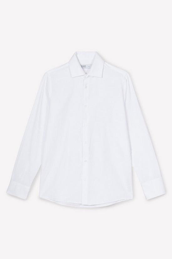 Burton White Long Sleeve Slim Fit Basket Weave Collar Shirt 5