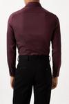 Burton Burgundy Long Sleeve Slim Fit Basket Weave Cutaway Collar Shirt thumbnail 3