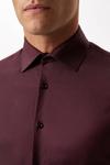 Burton Burgundy Long Sleeve Slim Fit Basket Weave Cutaway Collar Shirt thumbnail 4