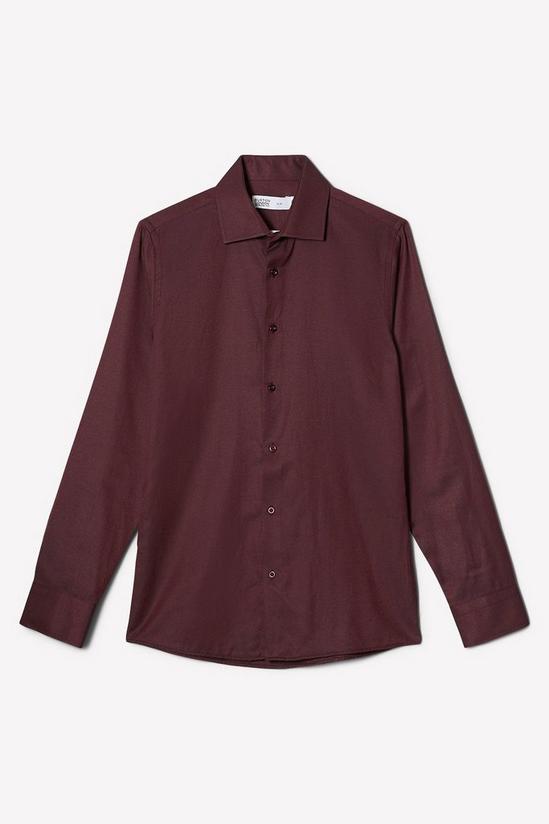 Burton Burgundy Long Sleeve Slim Fit Basket Weave Cutaway Collar Shirt 5