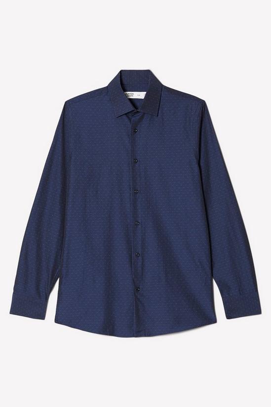 Burton Navy Long Sleeve Slim Fit Tonal Spot Collar Shirt 5