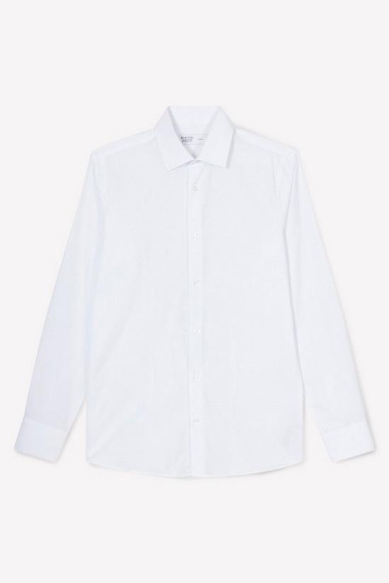 Burton White Long Sleeve Slim Fit Tonal Spot Collar Shirt 5