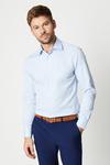 Burton Blue Long Sleeve Slim Fit Herringbone Collar Point Shirt thumbnail 1