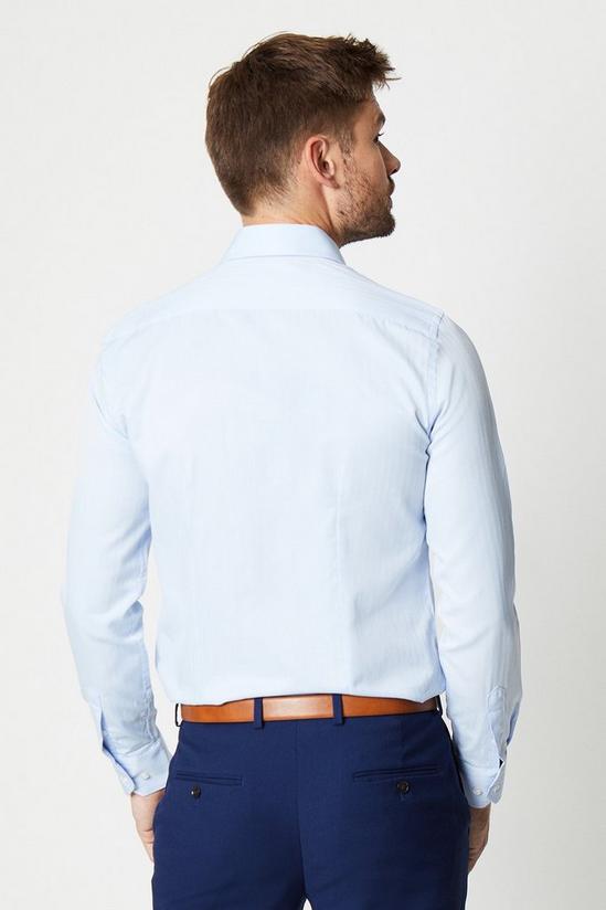 Burton Blue Long Sleeve Slim Fit Herringbone Collar Point Shirt 3