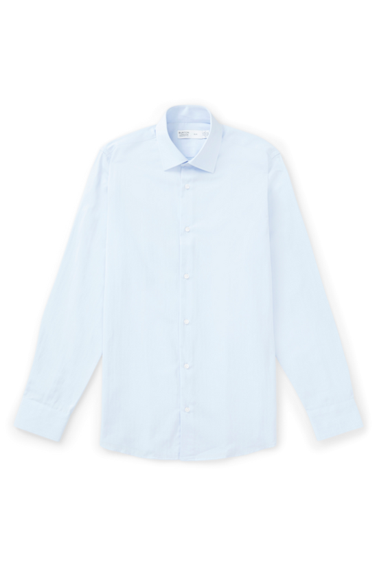 Burton Blue Long Sleeve Slim Fit Herringbone Collar Point Shirt 4