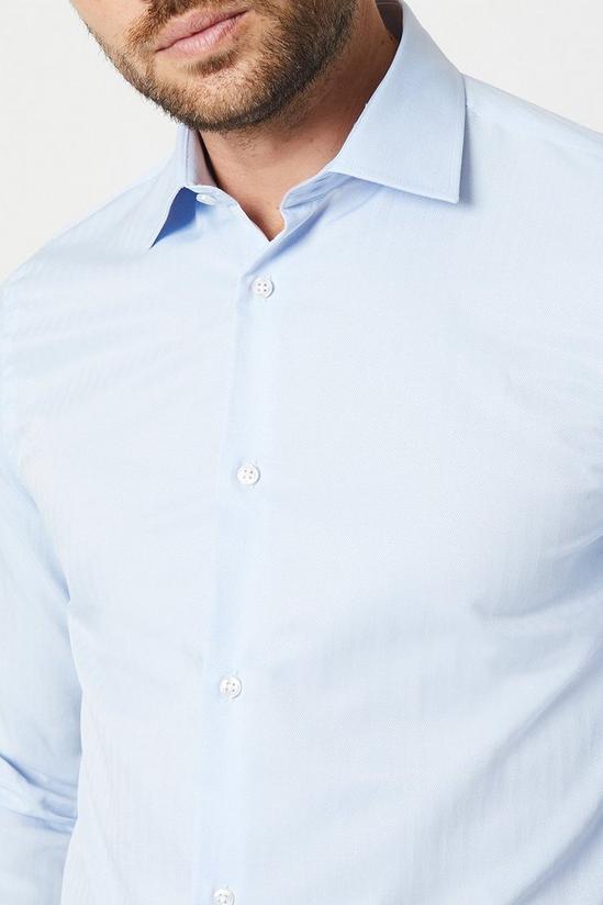 Burton Blue Long Sleeve Slim Fit Herringbone Collar Point Shirt 5