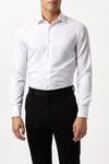 Burton White Slim Fit Long Sleeve Herringbone Point Collar Shirt thumbnail 1