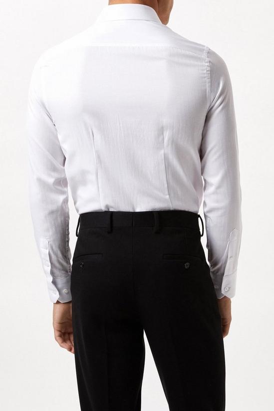 Burton White Slim Fit Long Sleeve Herringbone Point Collar Shirt 3