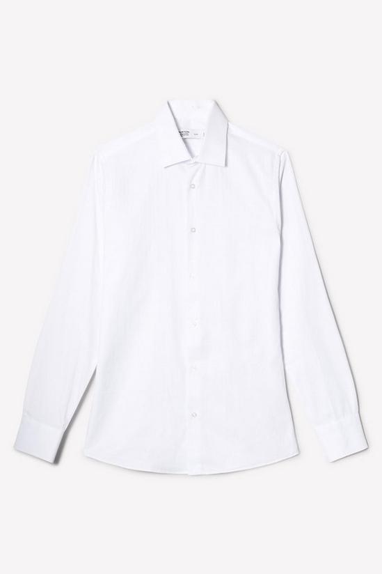 Burton White Slim Fit Long Sleeve Herringbone Point Collar Shirt 5