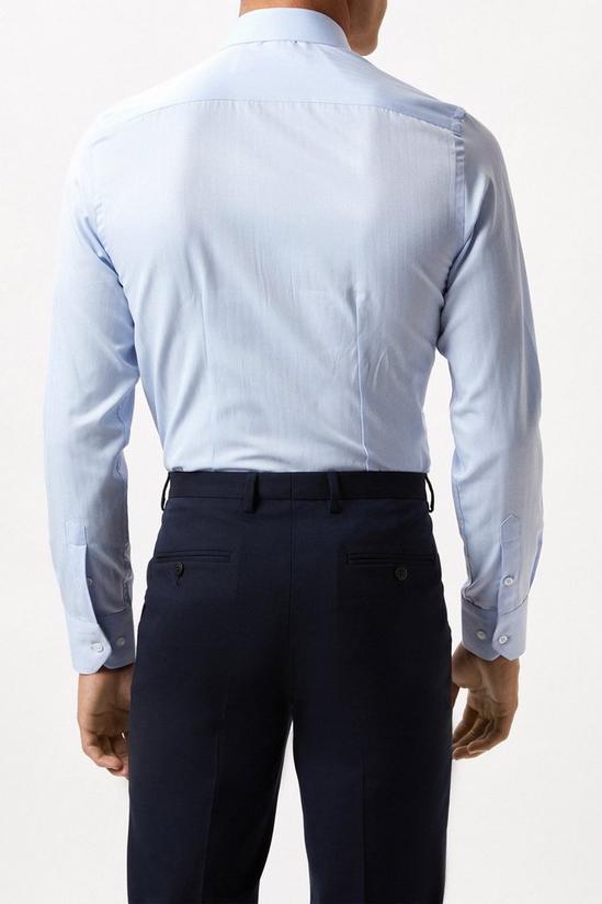 Burton Blue Long Sleeve Tailored Fit Herringbone Collar Point Shirt 3