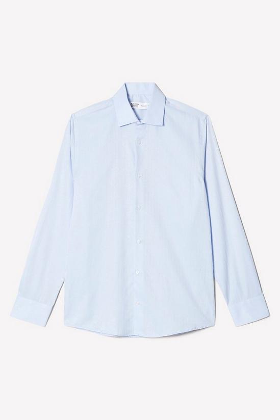 Burton Blue Long Sleeve Tailored Fit Herringbone Collar Point Shirt 5