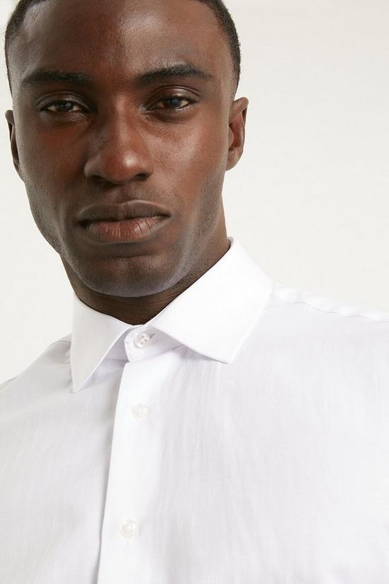 Burton White Long Sleeve Tailored Fit Herringbone Collar Point Shirt 2