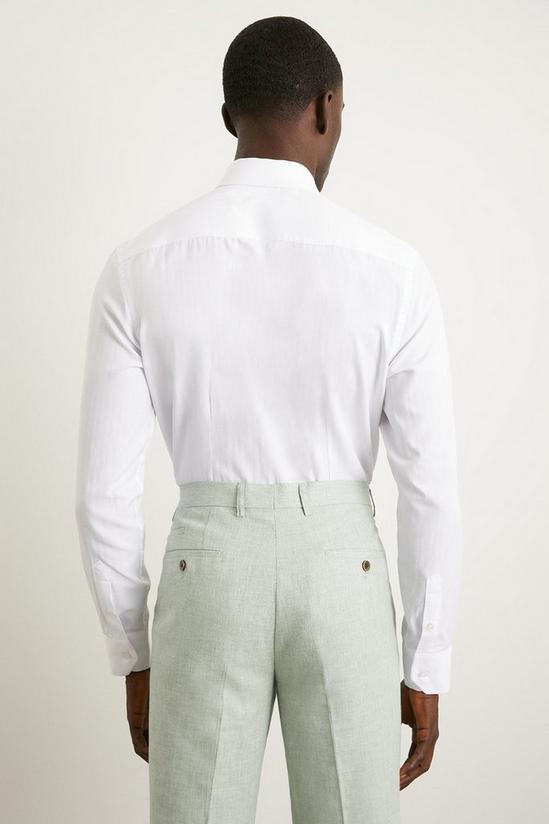 Burton White Long Sleeve Tailored Fit Herringbone Collar Point Shirt 3