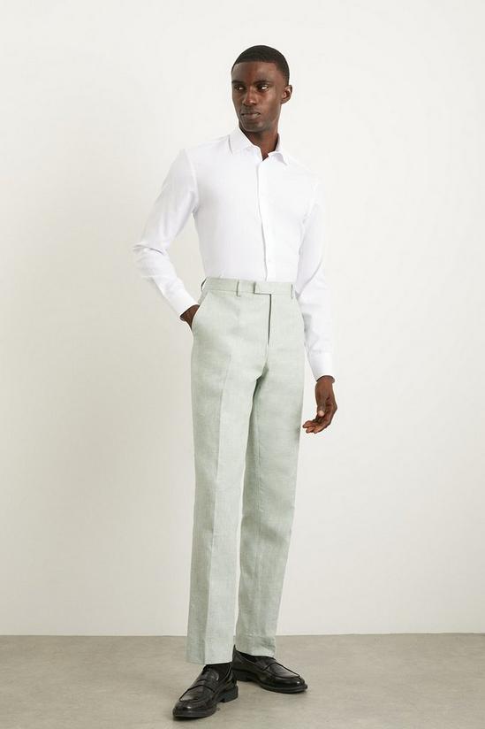 Burton White Long Sleeve Tailored Fit Herringbone Collar Point Shirt 5