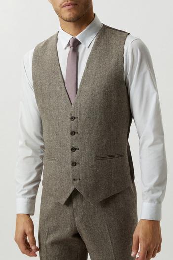 Related Product Neutral Basketweave Tweed Waistcoat