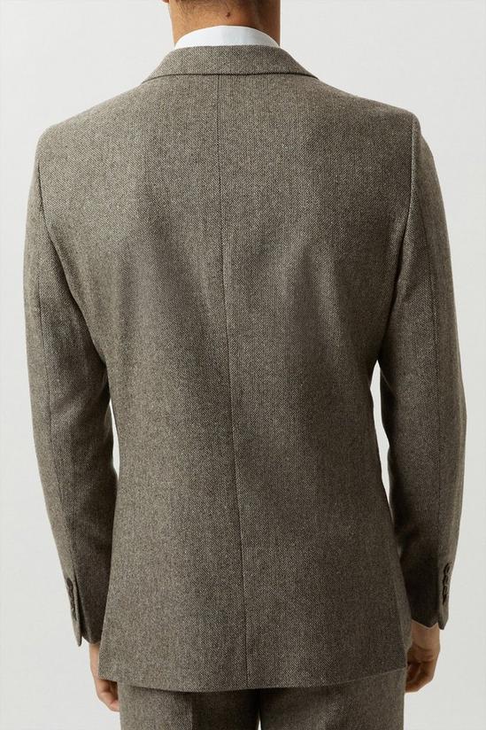 Burton Slim Fit Neutral Basketweave Tweed Suit Jacket 3