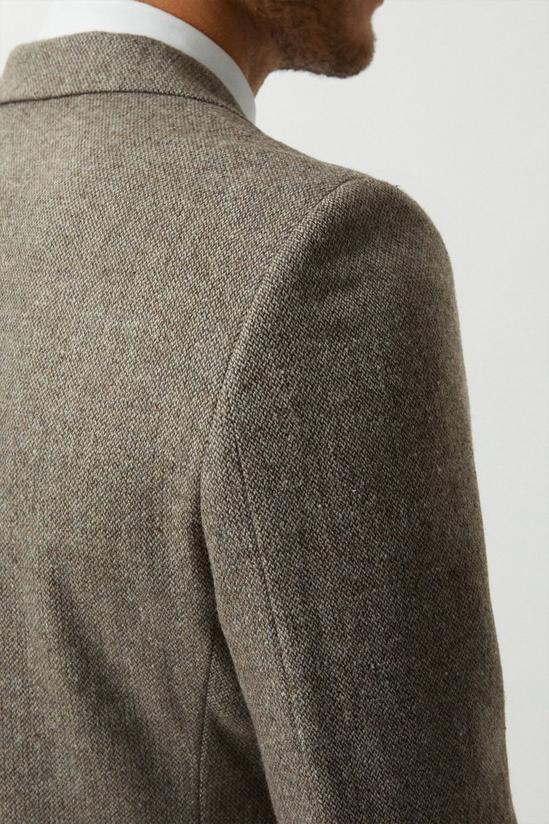 Burton Slim Fit Neutral Basketweave Tweed Suit Jacket 4