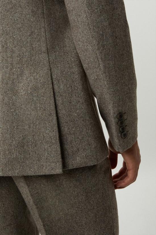 Burton Slim Fit Neutral Basketweave Tweed Suit Jacket 5
