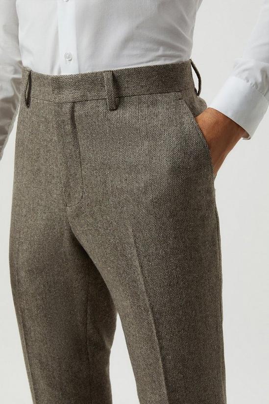 Burton Slim Fit Neutral Basketweave Tweed Suit Trousers 4