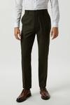 Burton Slim Fit Khaki Basketweave Tweed Suit Trousers thumbnail 1
