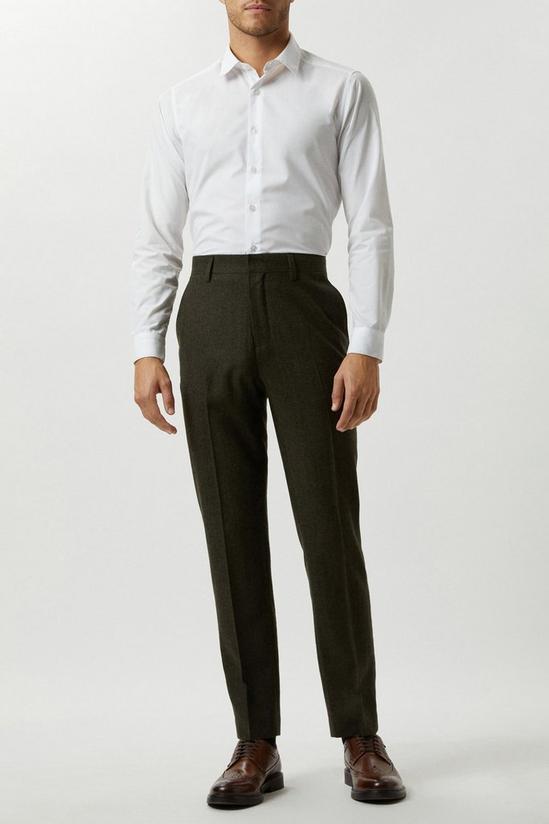Burton Slim Fit Khaki Basketweave Tweed Suit Trousers 2
