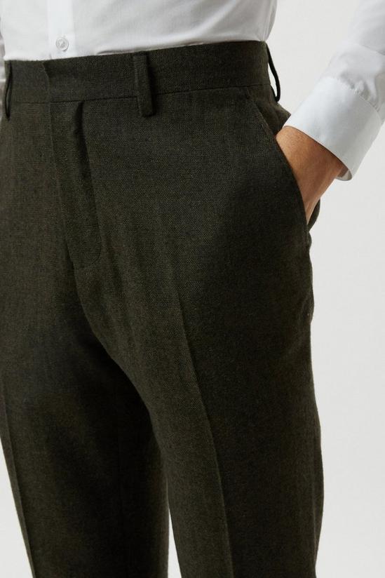 Burton Slim Fit Khaki Basketweave Tweed Suit Trousers 4