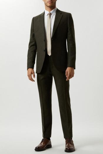 Related Product Slim Fit Khaki Basketweave Tweed Suit Jacket