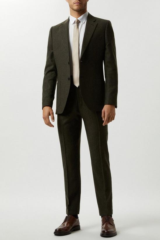 Burton Slim Fit Khaki Basketweave Tweed Suit Jacket 1