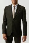 Burton Slim Fit Khaki Basketweave Tweed Suit Jacket thumbnail 2