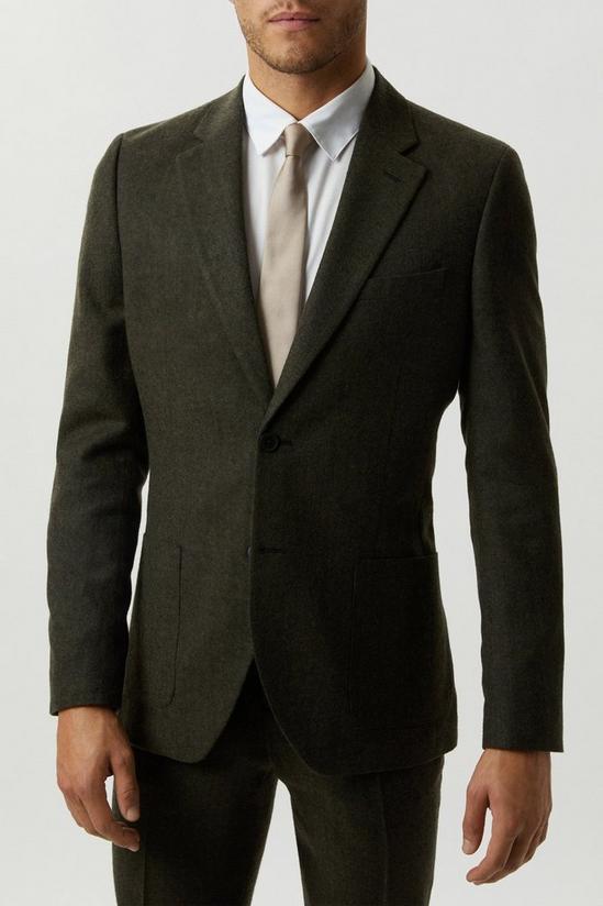 Burton Slim Fit Khaki Basketweave Tweed Suit Jacket 2