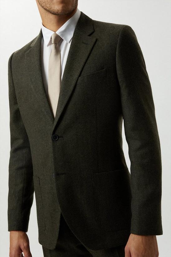 Burton Slim Fit Khaki Basketweave Tweed Suit Jacket 4