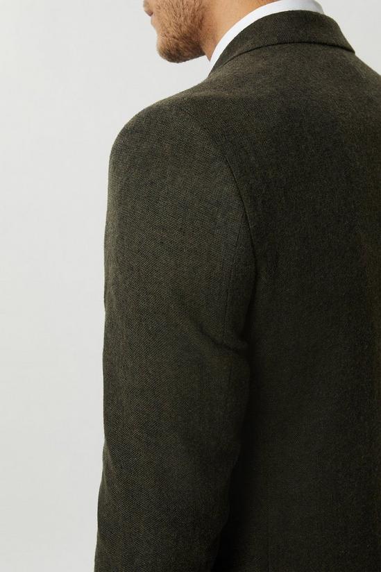 Burton Slim Fit Khaki Basketweave Tweed Suit Jacket 5