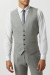 Burton Slim Fit Light Grey Crosshatch Tweed Waistcoat thumbnail 1
