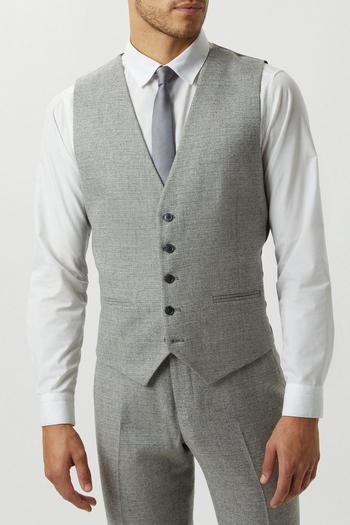 Related Product Slim Fit Light Grey Crosshatch Tweed Waistcoat