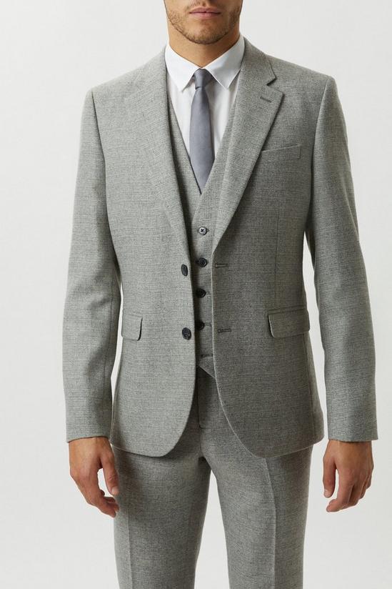 Burton Slim Fit Light Grey Crosshatch Tweed Waistcoat 2