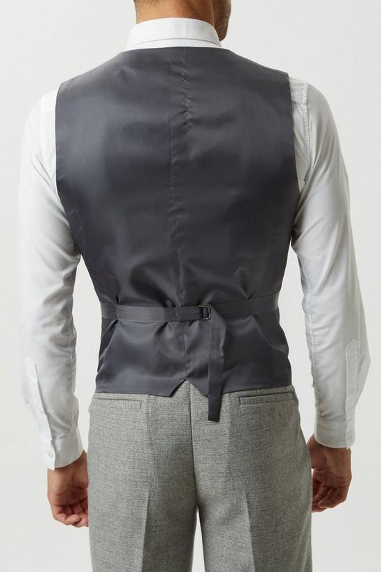 Burton Slim Fit Light Grey Crosshatch Tweed Waistcoat 3