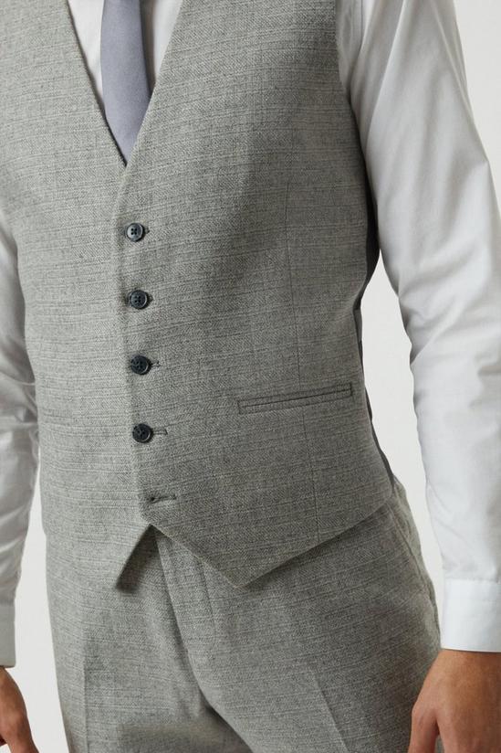 Burton Slim Fit Light Grey Crosshatch Tweed Waistcoat 4