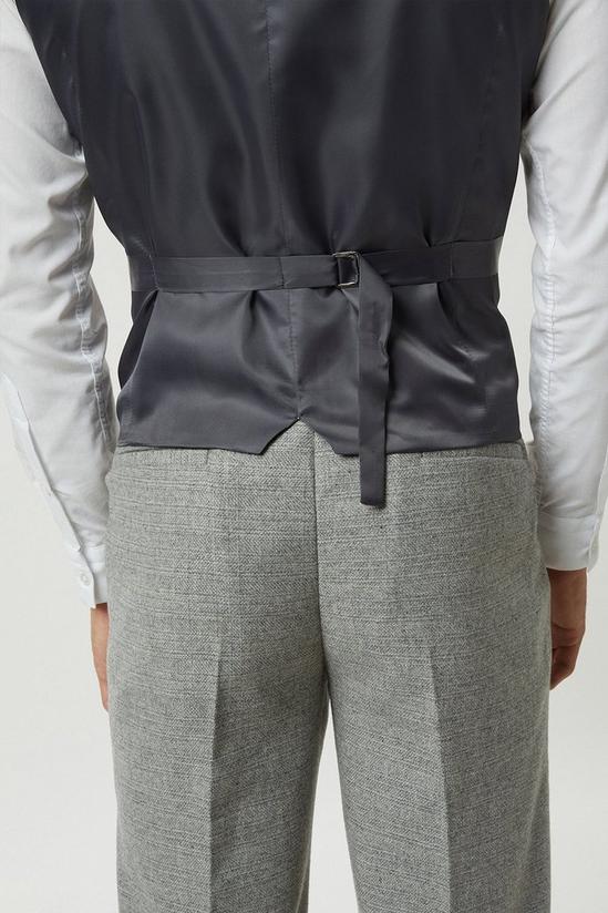 Burton Slim Fit Light Grey Crosshatch Tweed Waistcoat 5