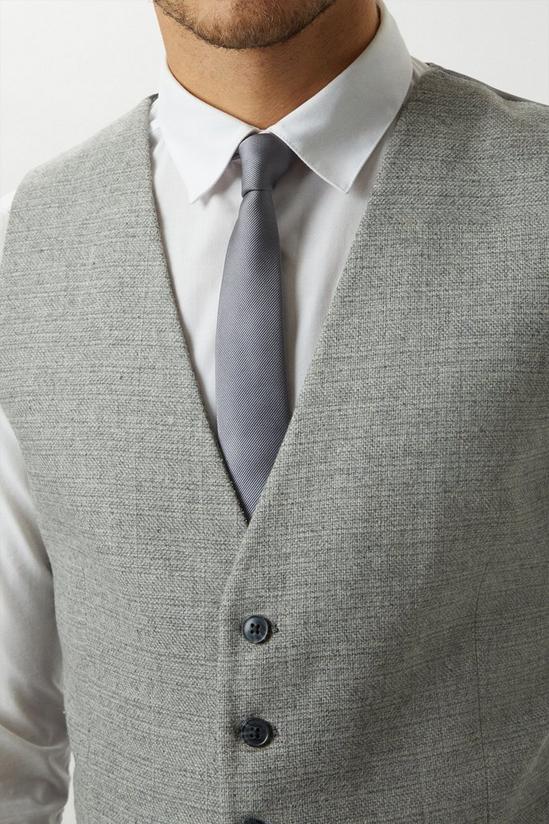 Burton Slim Fit Light Grey Crosshatch Tweed Waistcoat 6