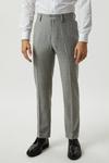 Burton Slim Fit Light Grey Crosshatch Tweed Suit Trousers thumbnail 1