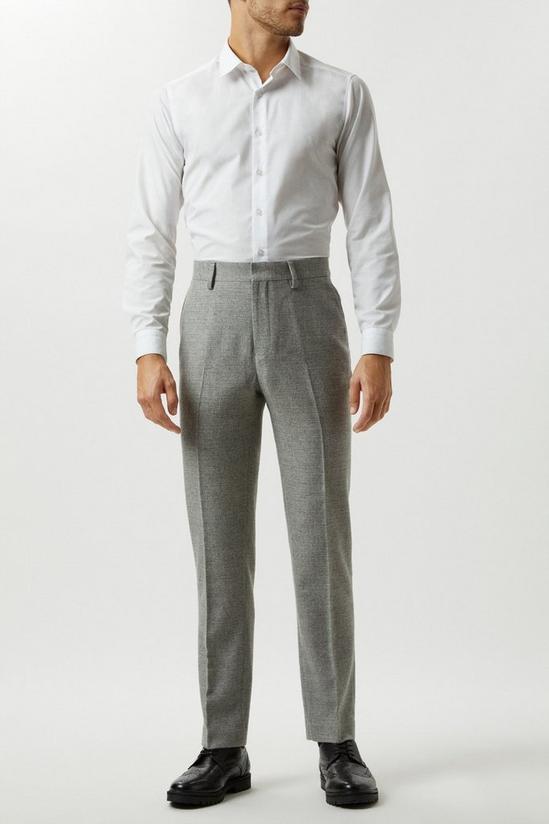 Burton Slim Fit Light Grey Crosshatch Tweed Suit Trousers 2