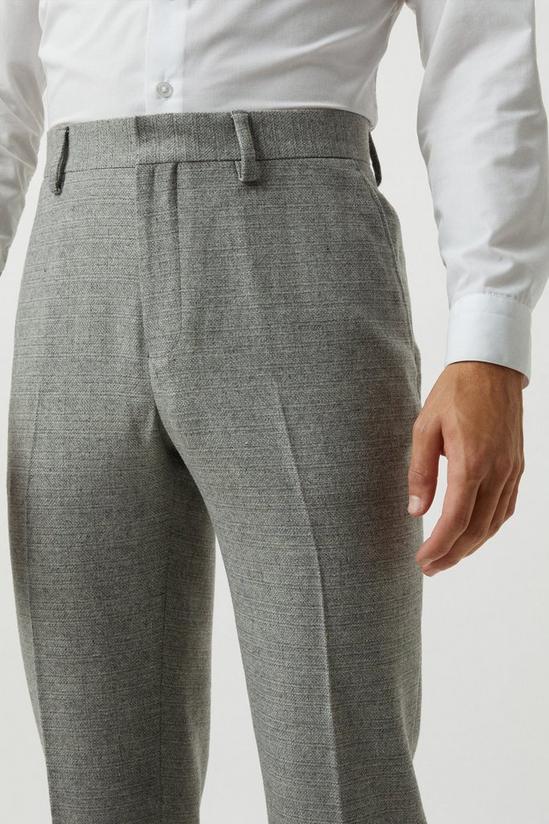 Suits | Slim Fit Light Grey Crosshatch Tweed Suit Trousers | Burton