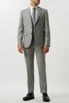 Burton Slim Fit Light Grey Crosshatch Tweed Suit Jacket thumbnail 1