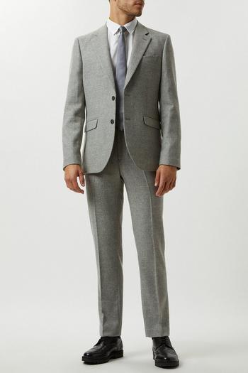 Related Product Slim Fit Light Grey Crosshatch Tweed Suit Jacket